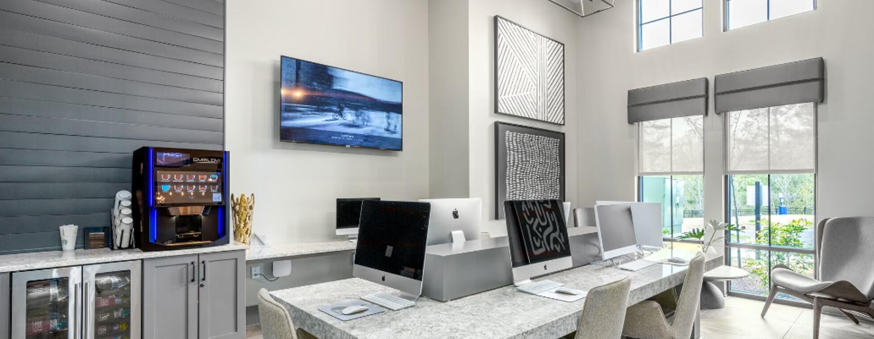 a room with a table and chairs