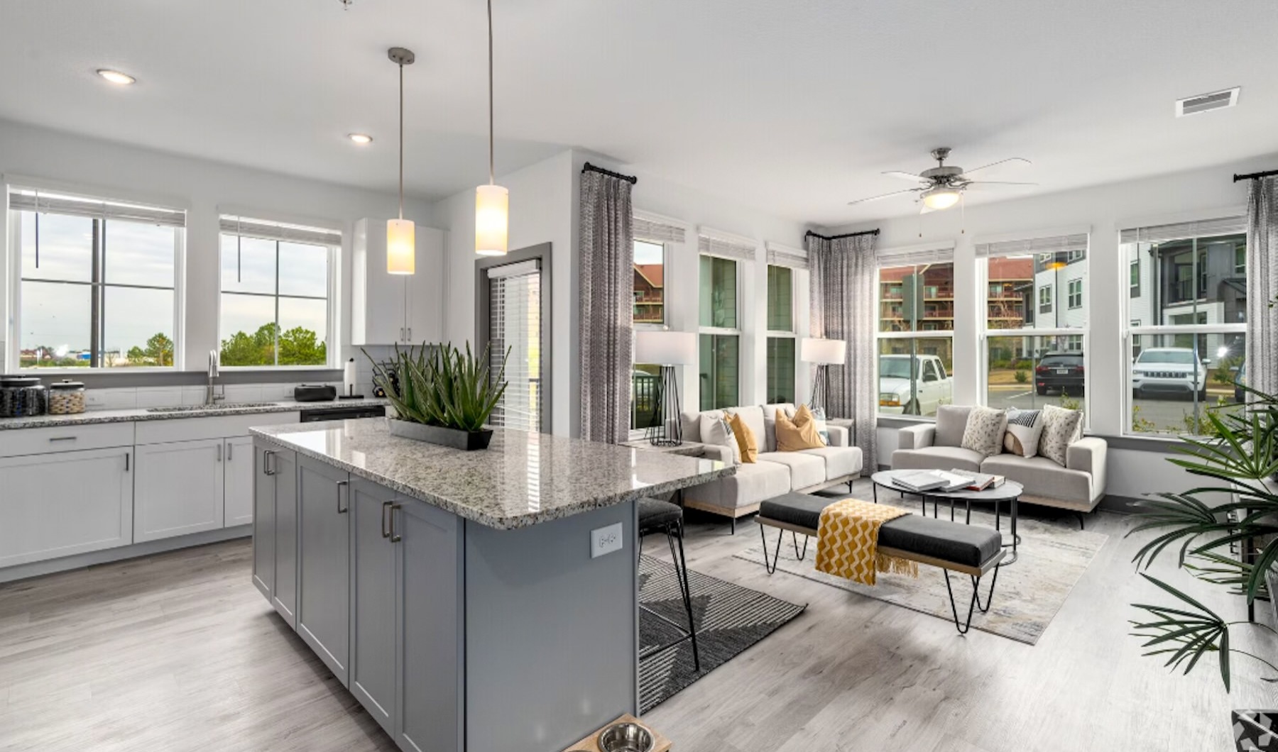 Well-lit kitchen with ample counter space