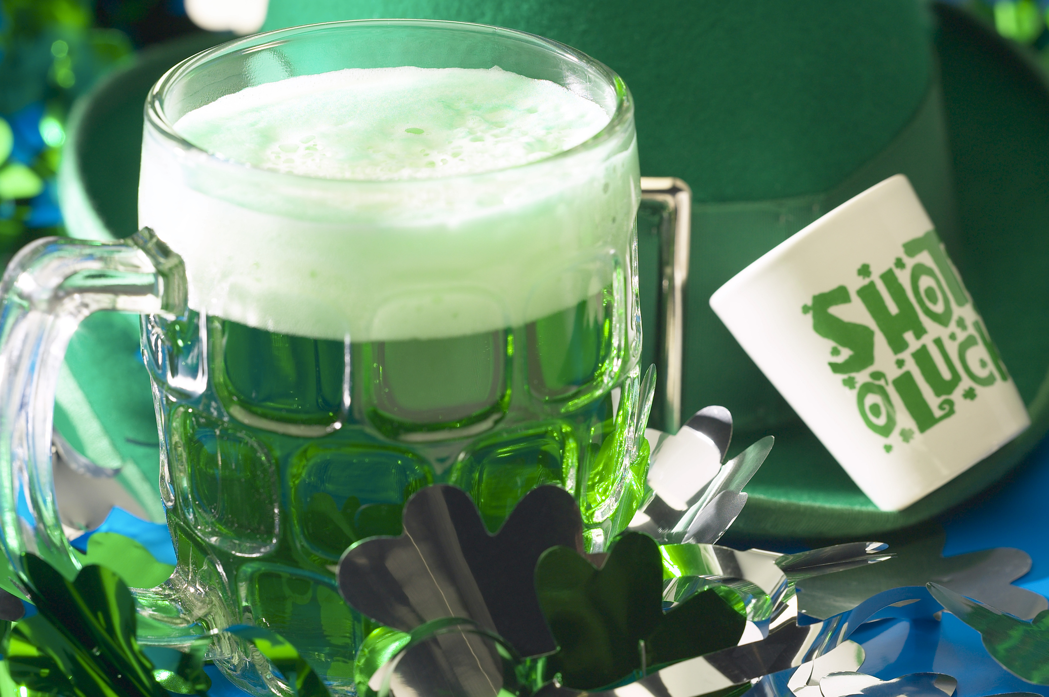 St Patricks Day Theme drink with decorations